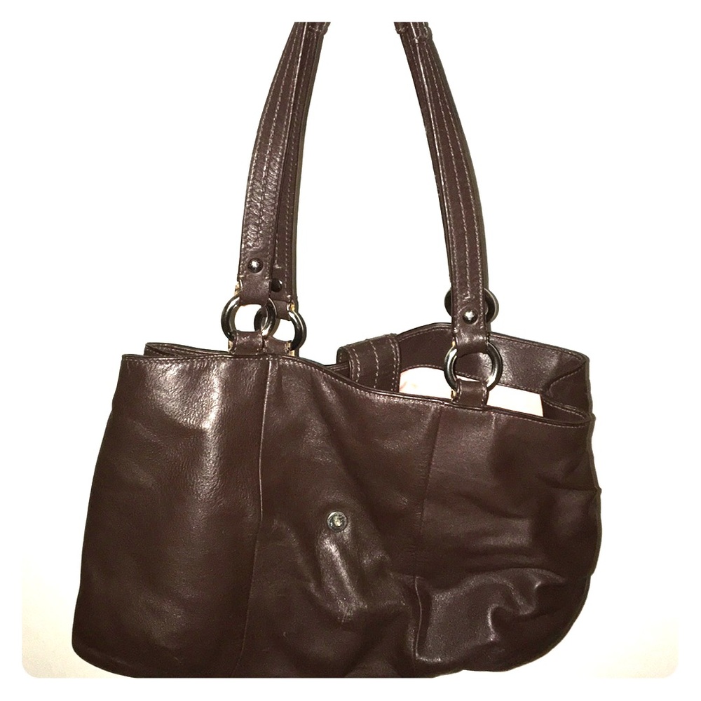 Coach purse, light satin pink interior.